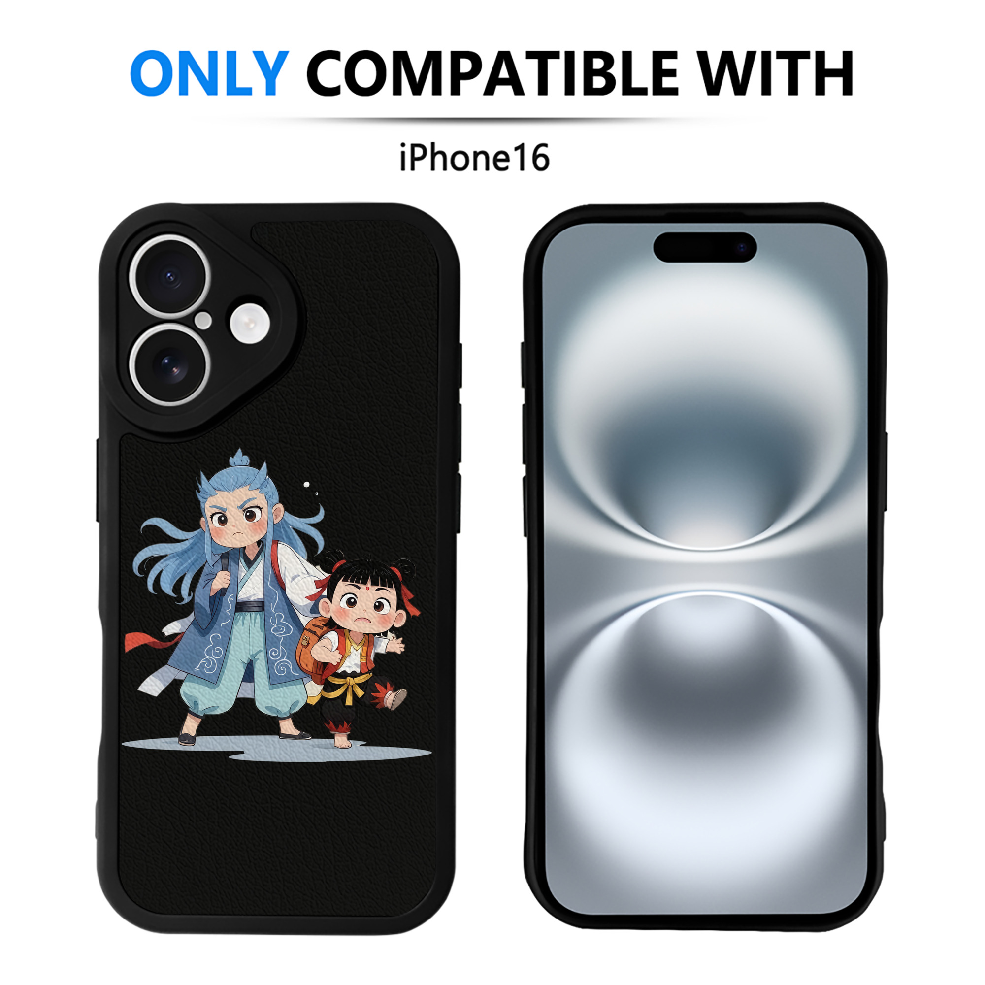 （画像用） Ne Zha 2 ナタ 魔童の大暴れ 【iPhone 16シリーズ対応】シリコンスマホケース（レザー調） 材質：シリコン